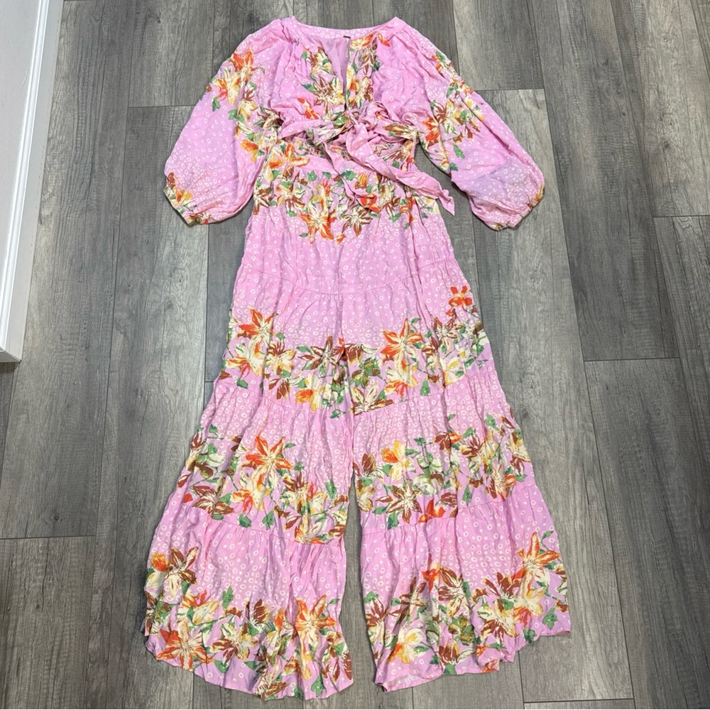 Free People Pink Floral Jumpsuit